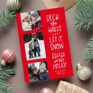 Cartes Pour Fêtes Annuelles Joli et amusant trois photos rouge blanc Noël