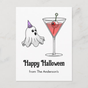 Cartes Pour Fêtes Annuelles Joli fantôme d'Halloween et cocktail effrayant