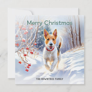 Cartes Pour Fêtes Annuelles Joli Fox Terrier Chien En Neige Joyeux Noël