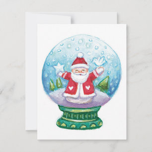 Cartes Pour Fêtes Annuelles Joli globe de neige de Noël avec le Père Noël, une