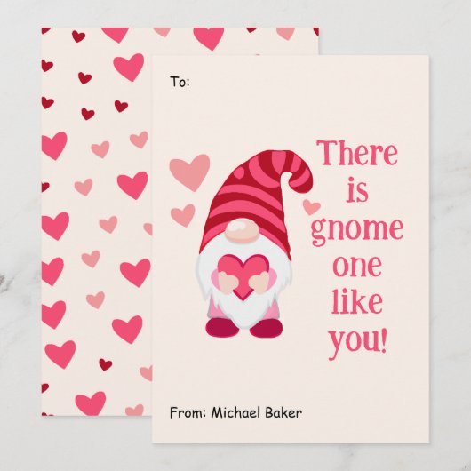 Cartes Pour Fêtes Annuelles Joli Gnome comme toi Saint-Valentin en classe (Devant / Derrière)