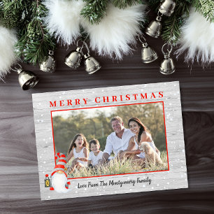 Cartes Pour Fêtes Annuelles Joli Gnome Photo Personnalisée Noël Rustique