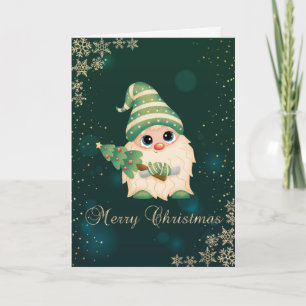Cartes Pour Fêtes Annuelles Joli Gnome PinTree,Flocons de neige