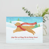 Cartes Pour Fêtes Annuelles Joli Golden Retriever Chien neige Noël (Debout devant)