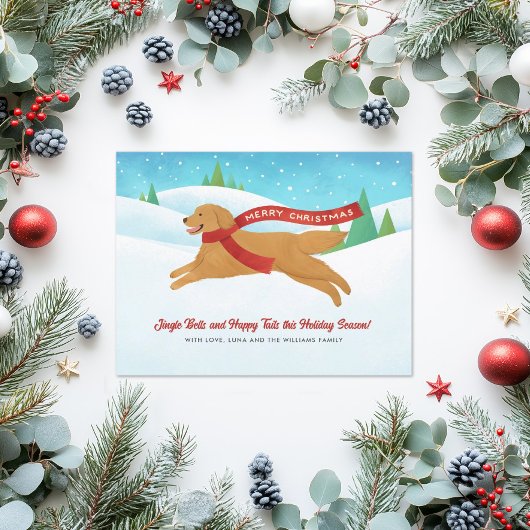Cartes Pour Fêtes Annuelles Joli Golden Retriever Chien neige Noël
