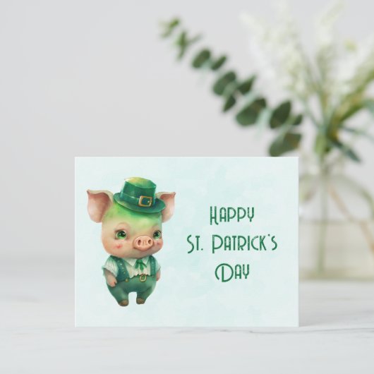Cartes Pour Fêtes Annuelles Joli Green St. Patrick's Day Pig (Debout devant)