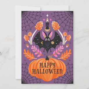 Cartes Pour Fêtes Annuelles Joli Halloween Bat Illustré