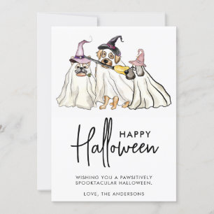 Cartes Pour Fêtes Annuelles Joli Halloween chez les chiens Fantômes Personnali
