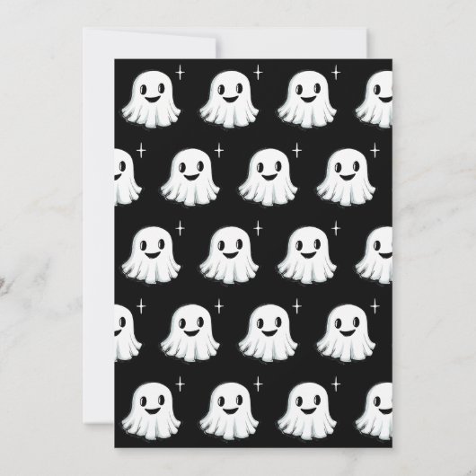 Cartes Pour Fêtes Annuelles Joli Halloween Ghost Orange et Black Éffrayant (Dos)