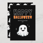 Cartes Pour Fêtes Annuelles Joli Halloween Ghost Orange et Black Éffrayant (Devant / Derrière)
