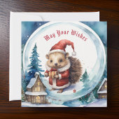 Cartes Pour Fêtes Annuelles Joli Hérisson dans Santas Casquette Snowglobe Noël
