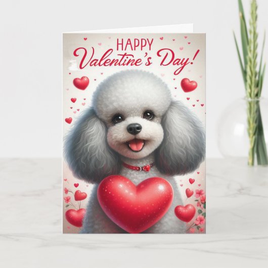 Cartes Pour Fêtes Annuelles Joli Heureuse Sainte-Valentin de chien de caniche (Devant)