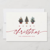 Cartes Pour Fêtes Annuelles Joli Joyeux Noël Aquarelle Arbre rouge Script (Devant)