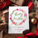 Cartes Pour Fêtes Annuelles Joli joyeux Noël fleuri couronne sans photo<br><div class="desc">Joli joyeux Noël fleuri couronne sans photo</div>