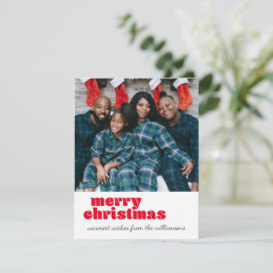 Cartes Pour Fêtes Annuelles Joli Joyeux Noël Rouge Texte personnalisé