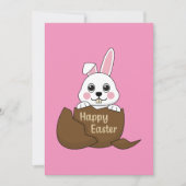 Cartes Pour Fêtes Annuelles Joli lapin blanc dans un oeuf au chocolat Joyeux P (Devant)