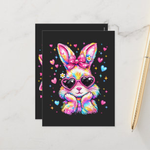 Cartes Pour Fêtes Annuelles Joli Lapin Coquette Tie Dye Pâques
