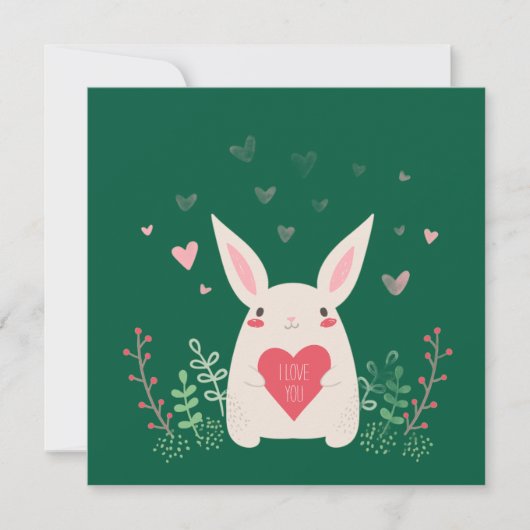 Cartes Pour Fêtes Annuelles Joli lapin de la Saint-Valentin (Devant)