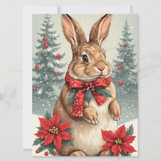 Cartes Pour Fêtes Annuelles Joli lapin de Noël (Devant)