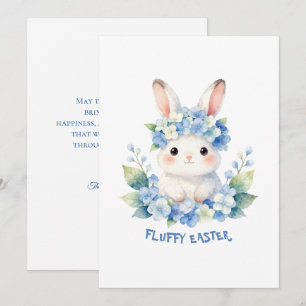 Cartes Pour Fêtes Annuelles Joli lapin de Pâques aquarelle avec hydrangea