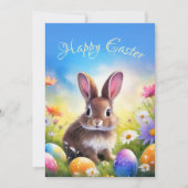 Cartes Pour Fêtes Annuelles Joli lapin de Pâques Brown (Devant)