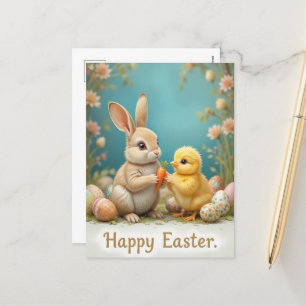 Cartes Pour Fêtes Annuelles Joli lapin de Pâques et chick Pastel