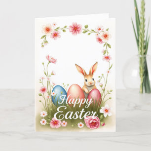Cartes Pour Fêtes Annuelles Joli lapin de Pâques et Oeufs Printemps Vacances