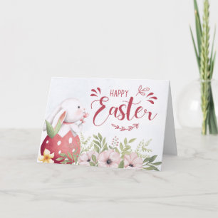 Cartes Pour Fêtes Annuelles Joli lapin de Pâques floral