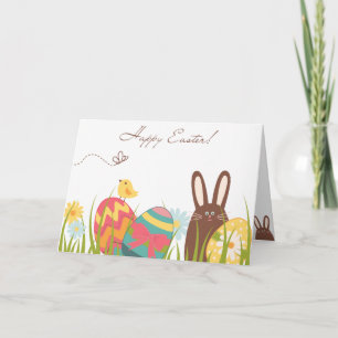 Cartes Pour Fêtes Annuelles Joli lapin et oeufs colorés Bonne Pâques