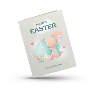 Cartes Pour Fêtes Annuelles Joli lapin rose de Pâques