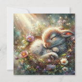 Cartes Pour Fêtes Annuelles Joli Lapin Sommeil En Forêt Paisible Pâques (Devant)