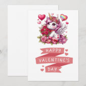 Cartes Pour Fêtes Annuelles Joli licorne de la Saint-Valentin (Devant / Derrière)