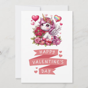 Cartes Pour Fêtes Annuelles Joli licorne de la Saint-Valentin