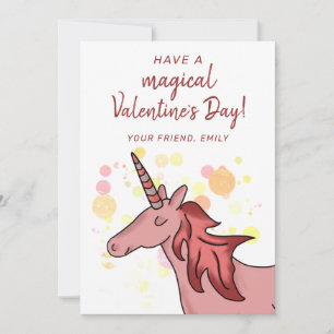 Cartes Pour Fêtes Annuelles Joli licorne enfants classe la Saint-Valentin