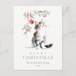 Cartes Pour Fêtes Annuelles Joli logo d'entreprise de chat d'arbre de Noël Meo