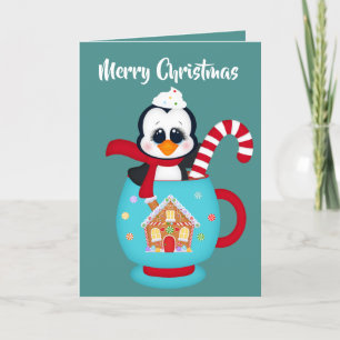Cartes Pour Fêtes Annuelles Joli manchot de cacao de Noël ajouter le message