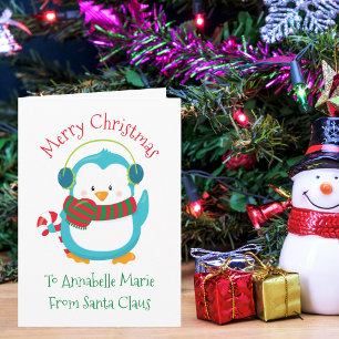 Cartes Pour Fêtes Annuelles Joli manchot de Noël personnalisé pour enfants