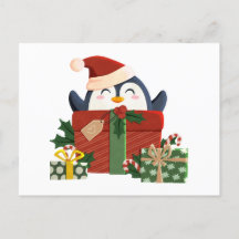 Joli manchot souhaite joyeux Noël