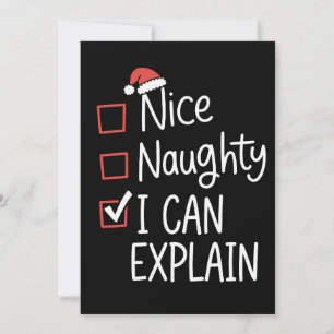 Cartes Pour Fêtes Annuelles Joli Mauvais Je peux expliquer Liste de Noël Xmas