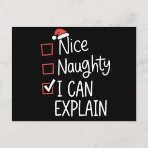 Cartes Pour Fêtes Annuelles Joli Méchant Je Peux Expliquer Liste de Noël Xmas