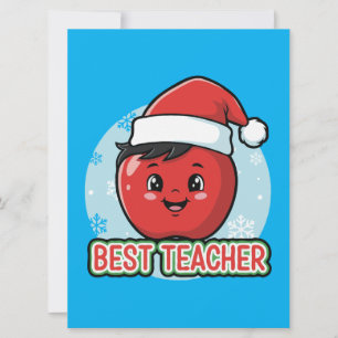 Cartes Pour Fêtes Annuelles Joli Meilleur Professeur Noël Pomme   Vacances 