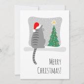 Cartes Pour Fêtes Annuelles Joli Meowy Noël Arbre Chat Neige (Devant)