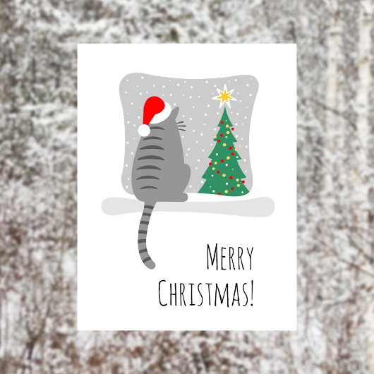 Cartes Pour Fêtes Annuelles Joli Meowy Noël Arbre Chat Neige