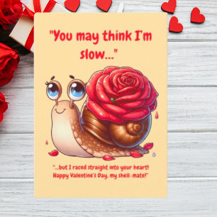 Cartes Pour Fêtes Annuelles Joli Message Simple Drôle Fleur Snail Saint-Valent