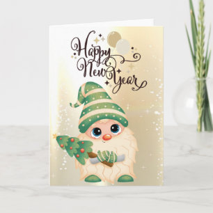 Cartes Pour Fêtes Annuelles Joli Nain Or, Arbre de Noël Pin