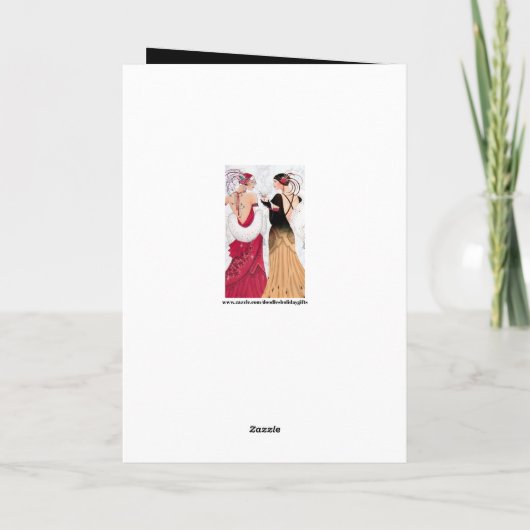 Cartes Pour Fêtes Annuelles Joli Noël art déco dames ajouter un message (Dos)