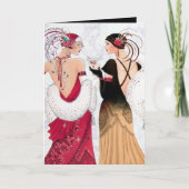 Cartes Pour Fêtes Annuelles Joli Noël art déco dames ajouter un message (Devant)