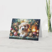Cartes Pour Fêtes Annuelles Joli Noël Chiot Inspirationnel Verse chrétien (Devant)