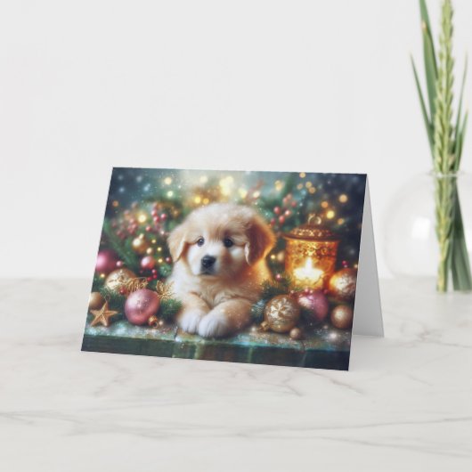 Cartes Pour Fêtes Annuelles Joli Noël Chiot Inspirationnel Verse chrétien (Devant)