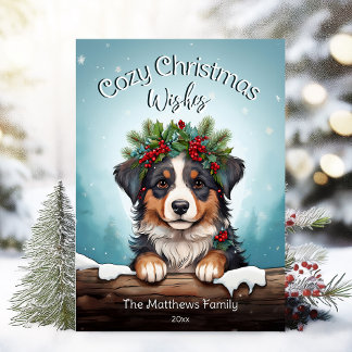 Cartes Pour Fêtes Annuelles Joli Noël cosy Wings Australian Shepherd Dog